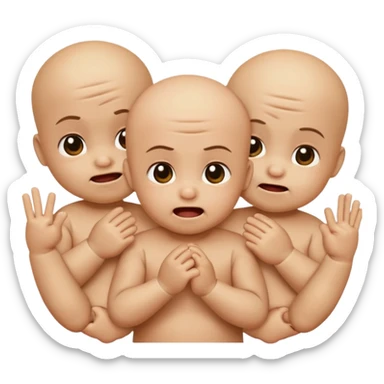 composed of 3 baby 67 brainrots, they all appear to have different emotions. The one on the middle appears to be happy doing the 67 hand gesture while blushing, the one on the right looks angry, looking to fight, and finally, the one on the left looks sad, tired. sticker