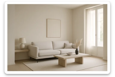 modern living room interior with clean lines, neutral palette, minimalistic style sticker