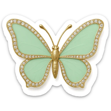 single mint green butterfly with light green enamel and sparkling gems sticker
