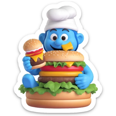 smurf eating a burger sticker
