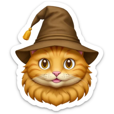 Yellow cat emoji wearing a sorting hat sticker
