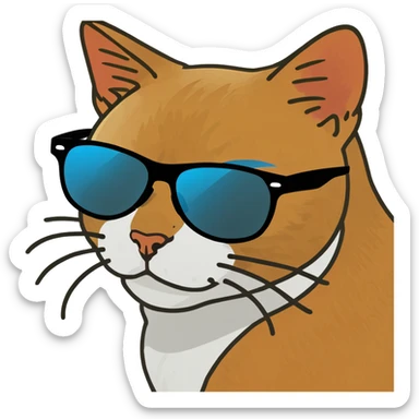 Cat with sunglasses sticker