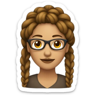 Mujer con trenzas pelo castaño con gafas sticker
