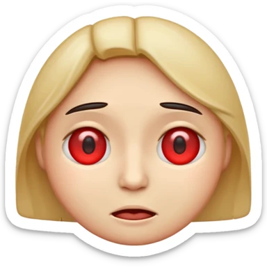 An emoji with red eyes  with tired face! sticker