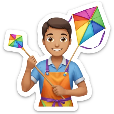 Kite Maker, making a kite pose. sticker