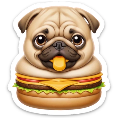Fat pug eating MacDonalds sticker