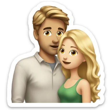 Girl with brown hair kissing guy with blonde hair  sticker