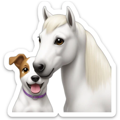 White pony with Jack Russel terrier sticker