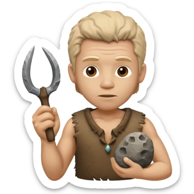 mini stone age man with tool sticker