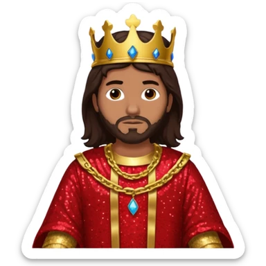 King Solomon from The Bible with dark brown hair,  red sequin outfit sticker
