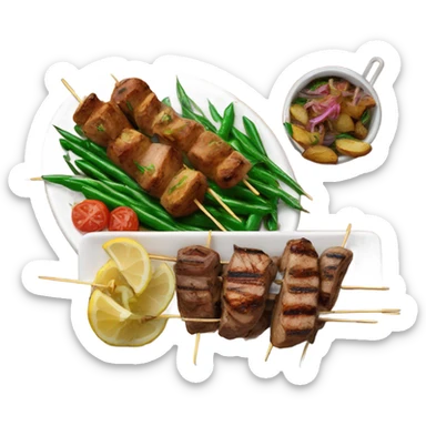 Souvlaki plate with green beans and potatoes  sticker