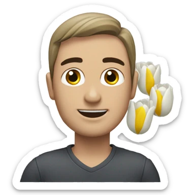 Cuarzos con tulipanes blancos sticker