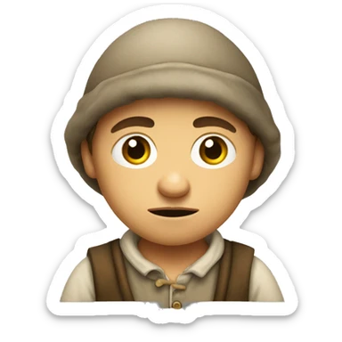 Sad European peasant child in pants sticker