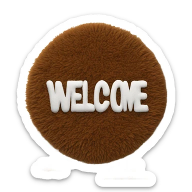 brown fuzzy mat that has welcome written on it sticker