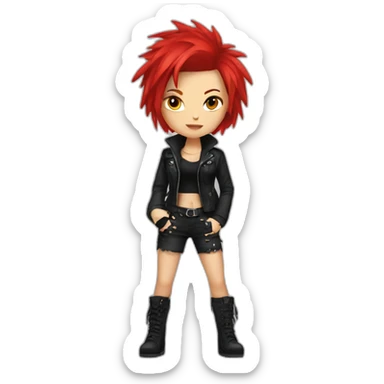 Female punk,red and black short hair sticker
