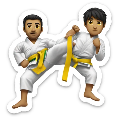 black hair jiujitsu yellow belt sticker