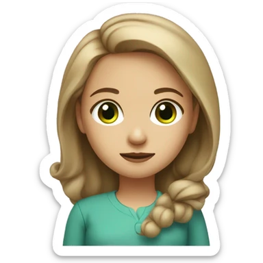 girl with sharp chin and light brown  hair with moderately big eyes and green eye color sticker