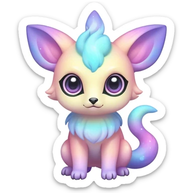 Cute adorable kawaii colorful pastel nebula fantasy animal hybrid Fakemon full body big eyes  sticker