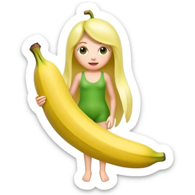 Mono de pelo verde y cara rosada. Y en vez de cuerpo tenga una banana sticker