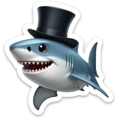Shark with a top hat sticker