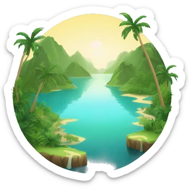 paradise wiht lakes and nature sticker