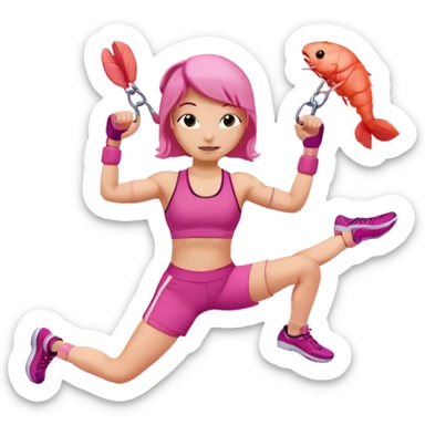 Little shrimp doing fitness  sticker