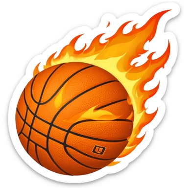 a flaming basketball sticker