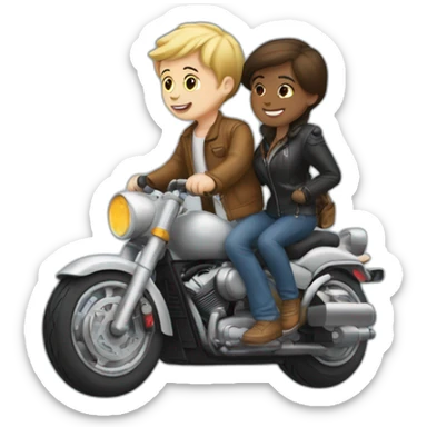 White Boy and girl Going in motorcycle sticker