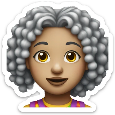 girl clown that is cute with curly hair sticker