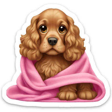 Cocker spaniel in a pink blanket sticker