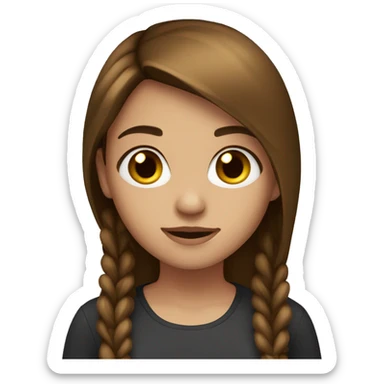 Girl, with honey brown straight hair, with dark brown eyes, sticker