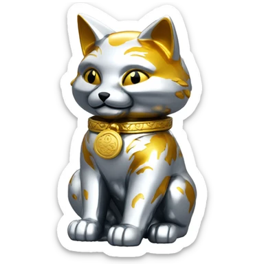 fully chrome fox statue in the form of maneki neko sticker