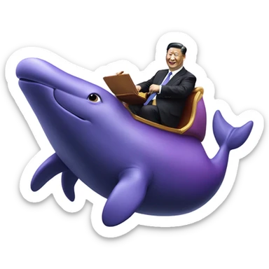 xi jinping riding purple whale sticker