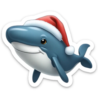 Humpback whale with a fluffy white beard wearing a Santa hat sticker