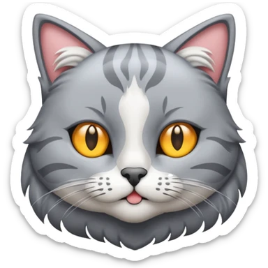 graue fluffige katze brittisch lang haar katze keine falten auf der stirn graue nase süß sticker