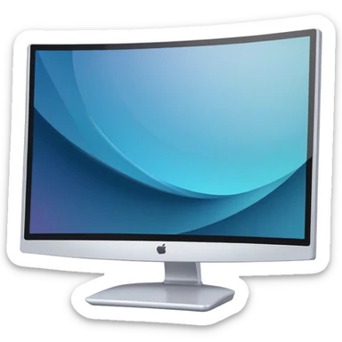 Create an emoji for 3D visualization and modeling. Show a large curved monitor with a 3D modeling program interface on the screen. Use modern, professional colors. Do not include any emojis or smiley faces. Make the background transparent. sticker