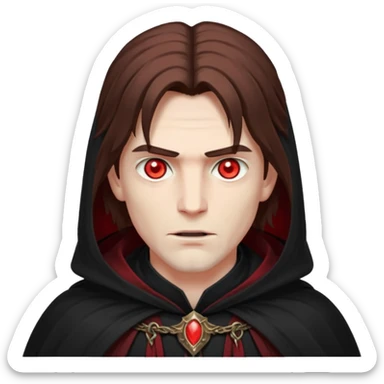 Evil, shadowie Male lord with Red glowing eyes and Long Brown Hair  sticker