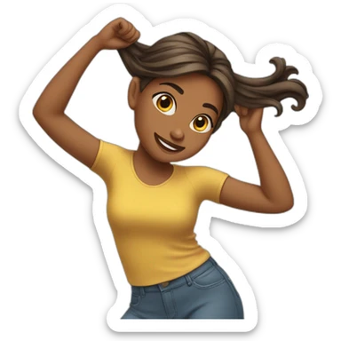 girl twirling hair sticker
