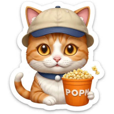 cat with with rapper popcorn with opticals sticker