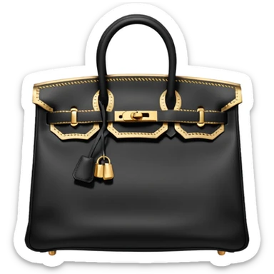 black hermes birkin with gold stitching bag sticker