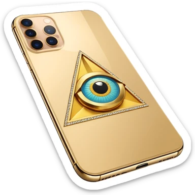 Gold iPhone 16 Pro Max, replace apple logo with fullgold all-seeing-eye logo backview sticker