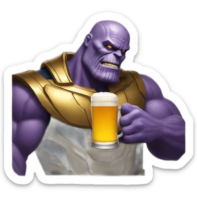 thanos drinking a beer sticker