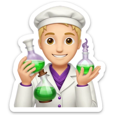 potion maker with “trust me” grin sticker