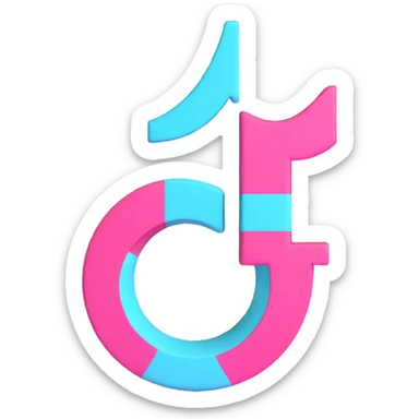 realistic 3D TikTok logo, with accurate proportions and TikTok's signature colors black white cyan and pink, for Discord role icon sticker