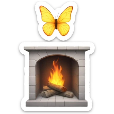 Hearth with butterfly sticker