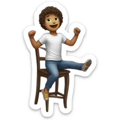 Youngster dancing on a chair sticker