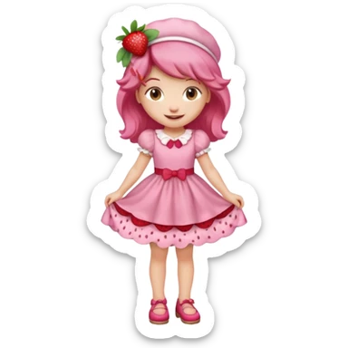pretty and cute realistic modern day cartoon character strawberry shortcake full body sticker