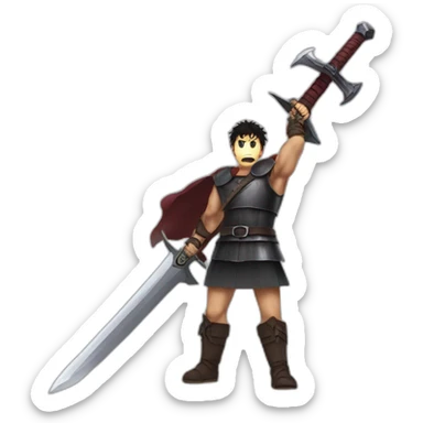 angry berserk guts carrying a huge sword on his shoulder sticker