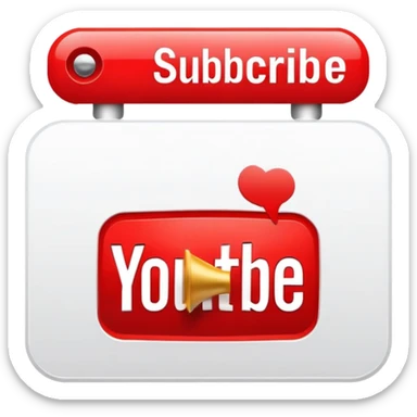 Red YouTube subscribe button with bell icon sticker