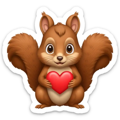 squirrel with big eyes making a heart with its hands, emoji style sticker